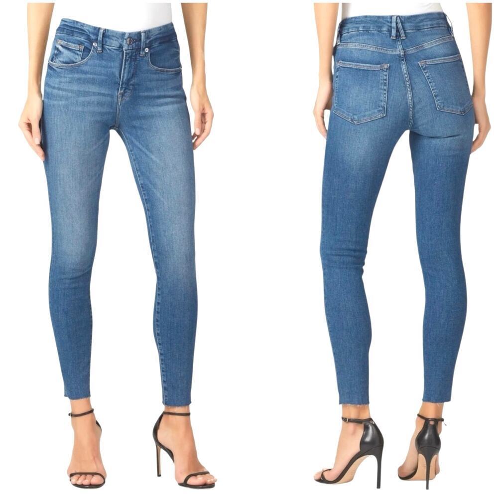 Good American GLC873T Blue260 Good Legs Skinny Cropped Jeans Sz 2/26 Stretch